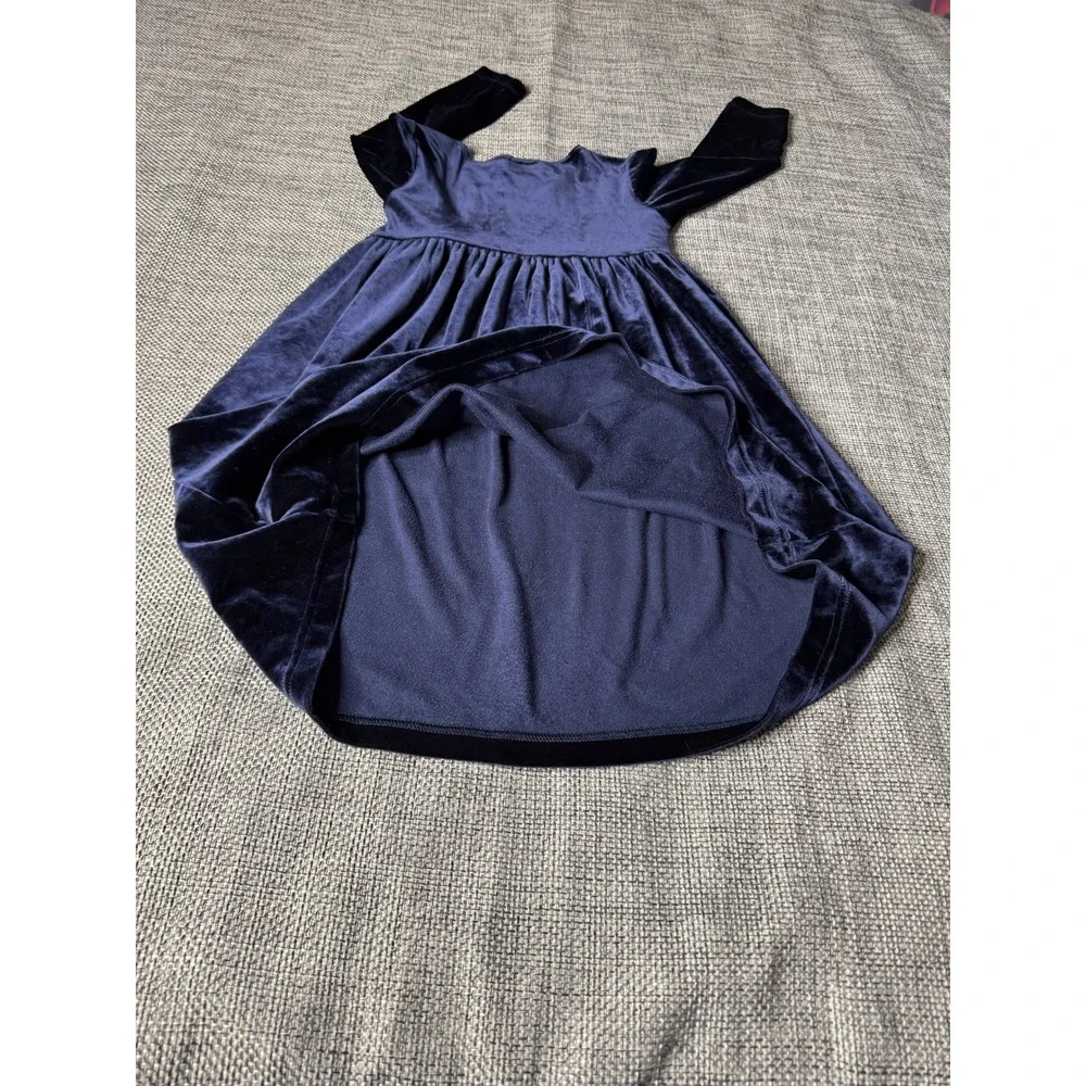My Twin‎ Girls Navy Blue Velvet Long Sleeve Dress Size S 5-6 Years